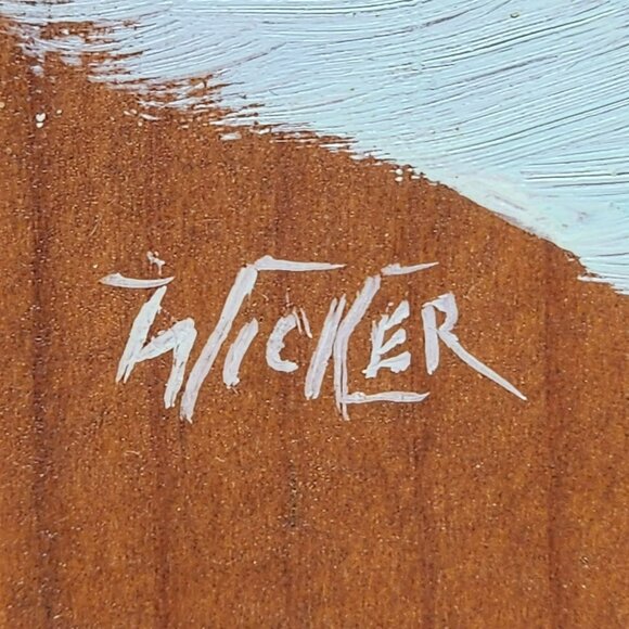 Vintage Wood Wall Art With Winter Mountain Scene By Wicker - Picture 5 of 7